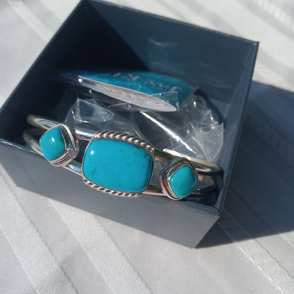 Jay King DTR mine finds 3 turquoise stone cuff bracelet 925 Sterling - Picture 11 of 12